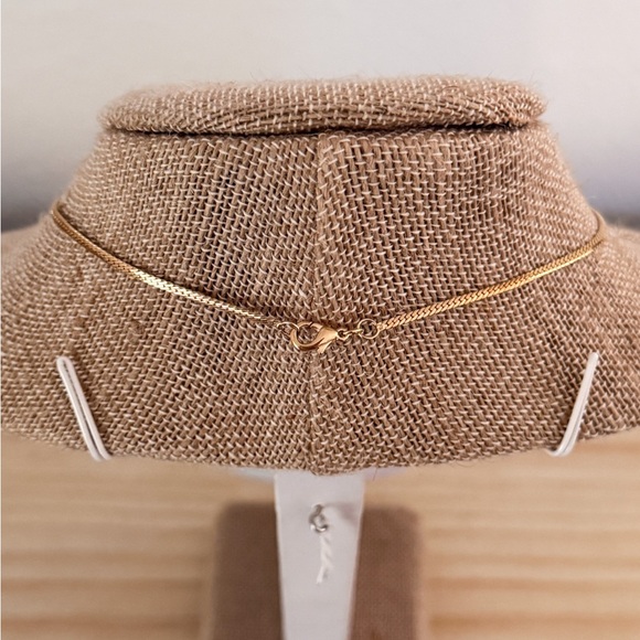 Diamond accented Gold-tone Chevron Necklace with Elegant Design - Picture 14 of 14